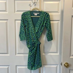 Gretchen Scott wrap dress in Kelly green and deep blue Small. Perfect.